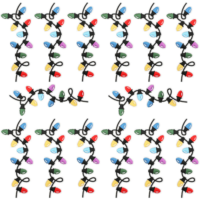 Wholesale Colorful Light Strip Embroidered Cloth Patch Christmas Patch